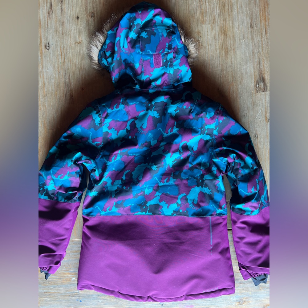 Kids Purple and Blue Camouflage Ski Winter Jacket - Picture 4 of 5
